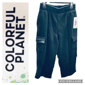 NEW COLORFUL PLANET Cargo Pants Sweatpants Black Small Size 7 / 8 Boy’s Unisex